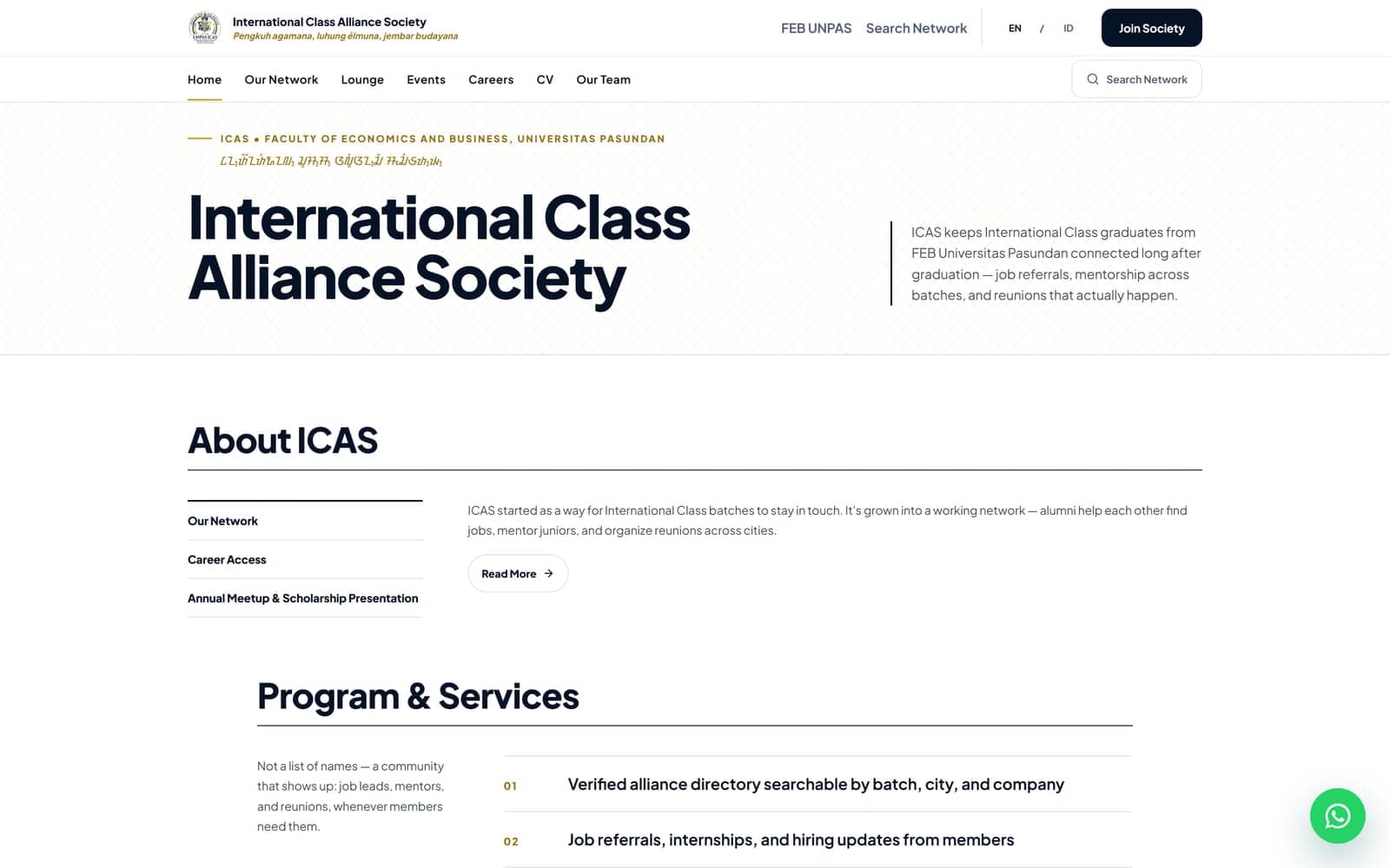 Screenshot of ICAS